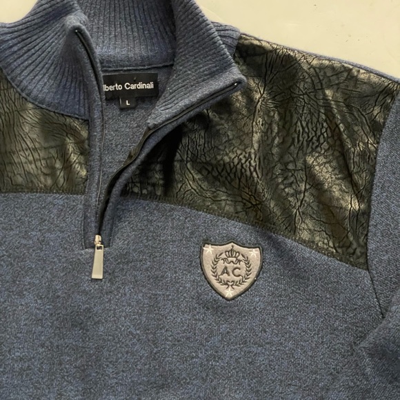 ALBERTO CARDINALI Men’s Pullovers sweater quarter zipper Sz L - Picture 3 of 13